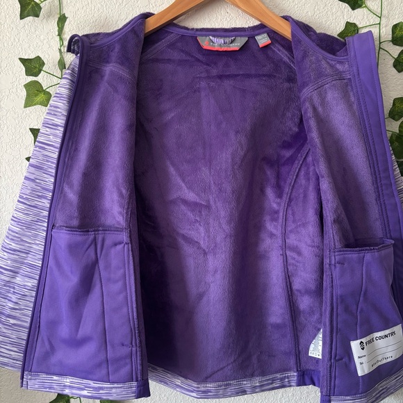 Free Country Girls Purple Softshell Water Resistant Hooded Jacket Size 10/12 - Picture 8 of 15